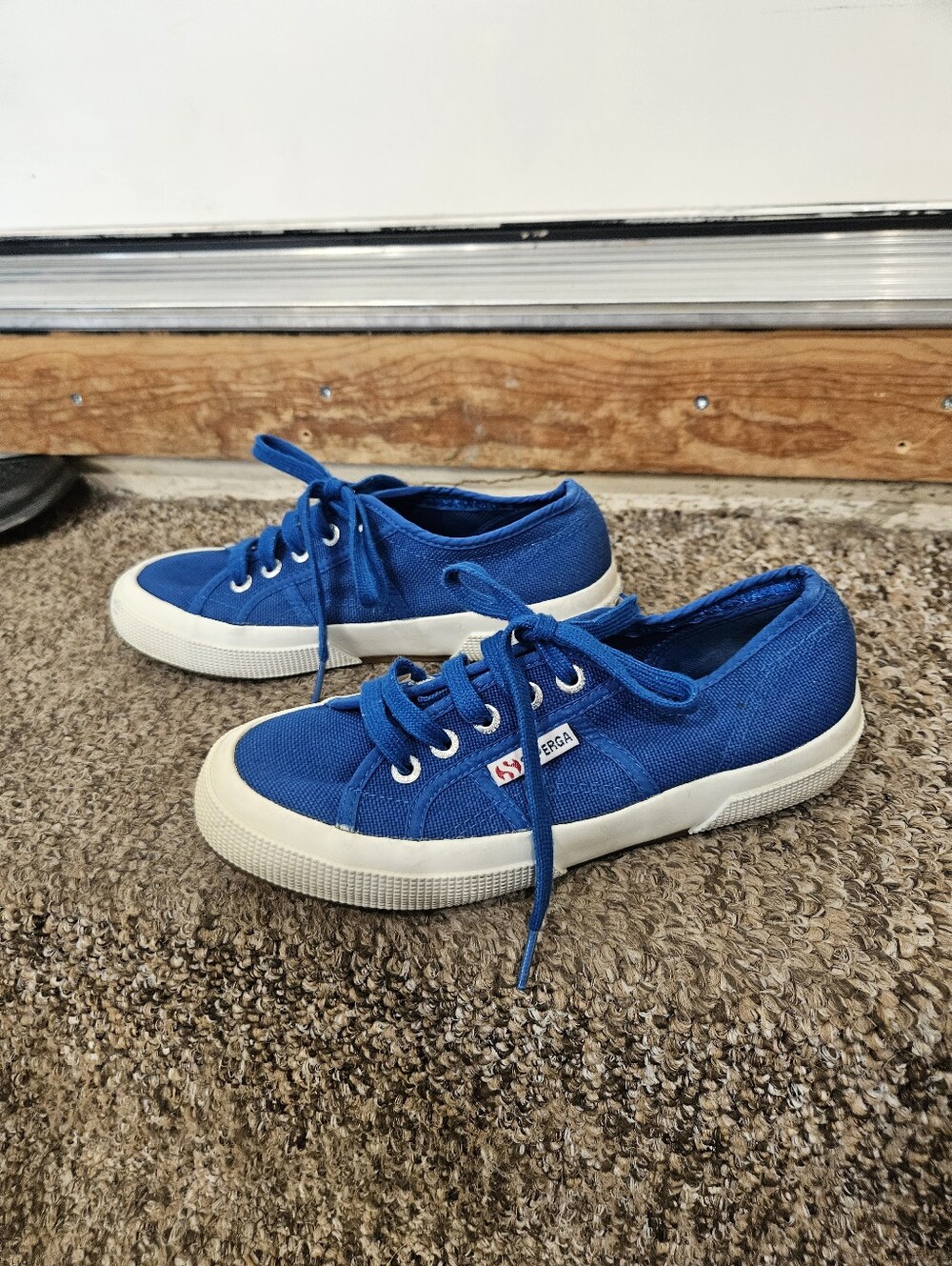 Superga Blue Canvas Low-Top Sneakers with White Soles